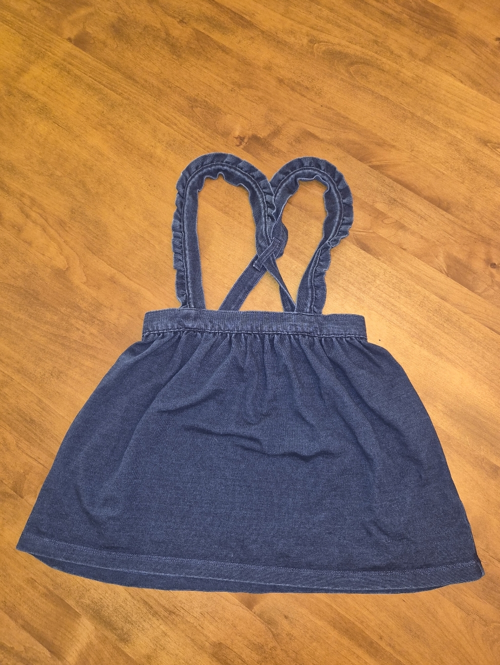 Blue Denim Jumper Ruffled Suspender Skirt Elastic Waist Sz 5T